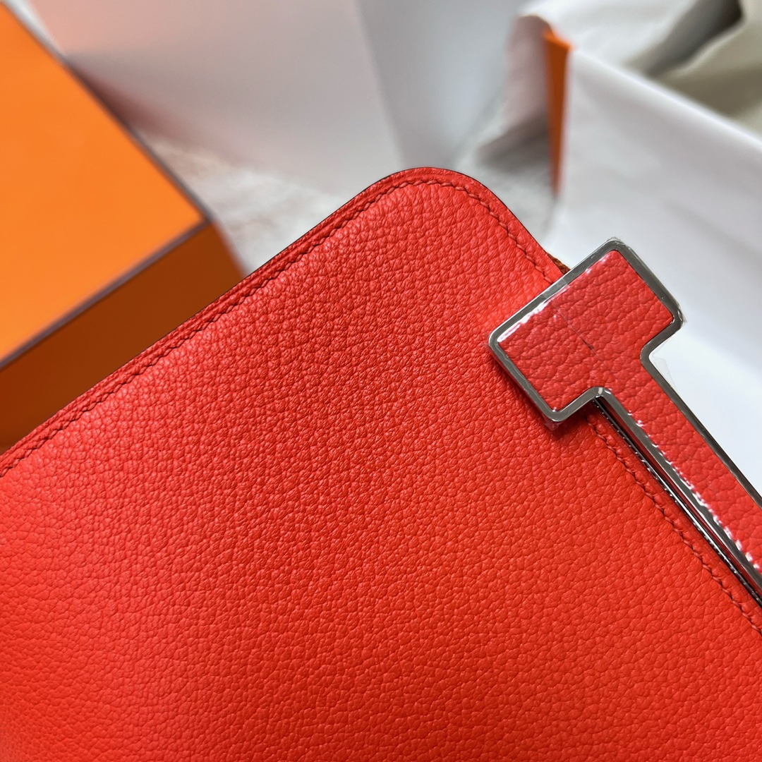 Hermes Geta Shoulder Bag In Feu Orange Mysore Goatskin Leather